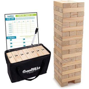 Giant Tumbling Timber Toy - Premium Pine Wood Life-Size Blocks Tower - Big Floor